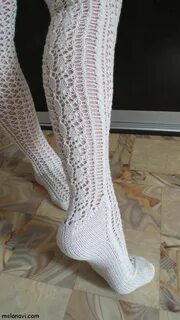 Белые вязаные колготки