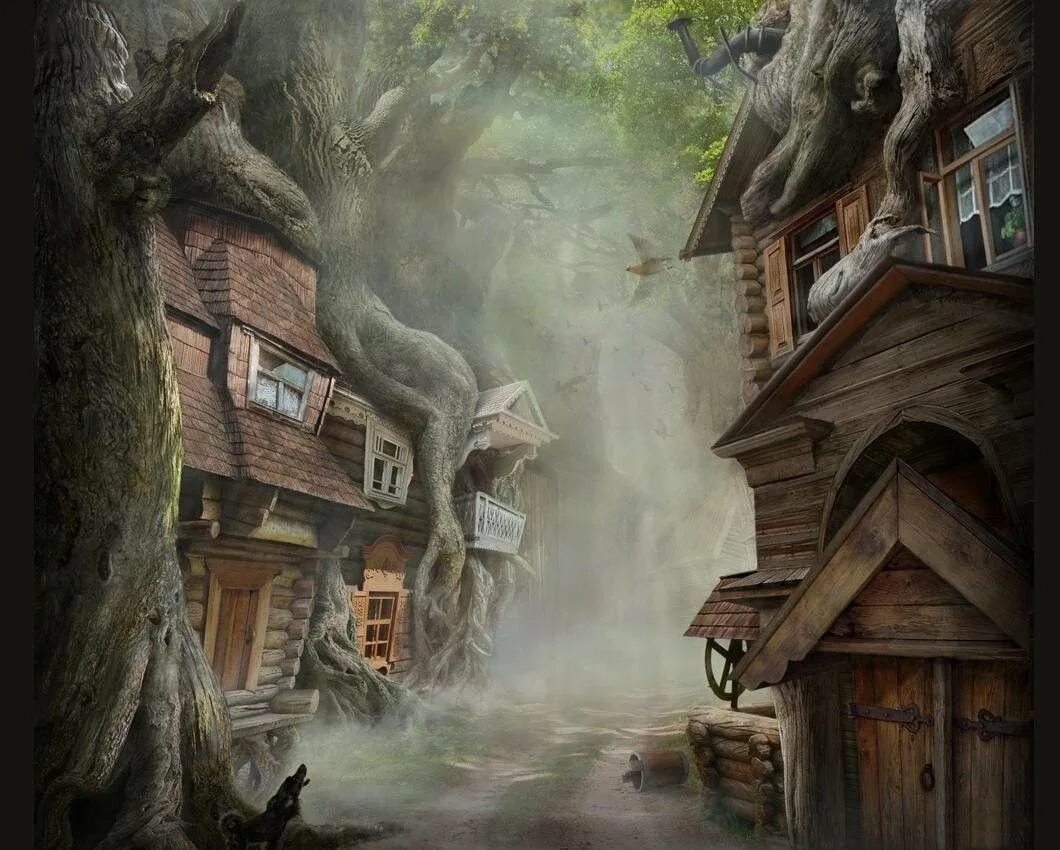 Волшебный домик. Фантастический дом. Магический интерьер. Избушка на курьих ножках мусоргский. Магический дом.