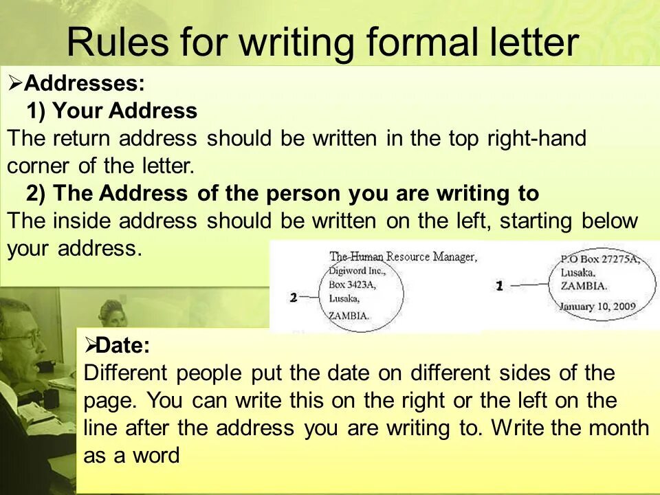 Write a Letter правило. Rules of Letter writing. The Rules of writing Formal Letters. Writing a Formal Letter. Should be addressed