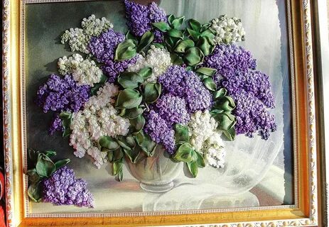Вышивка сирень