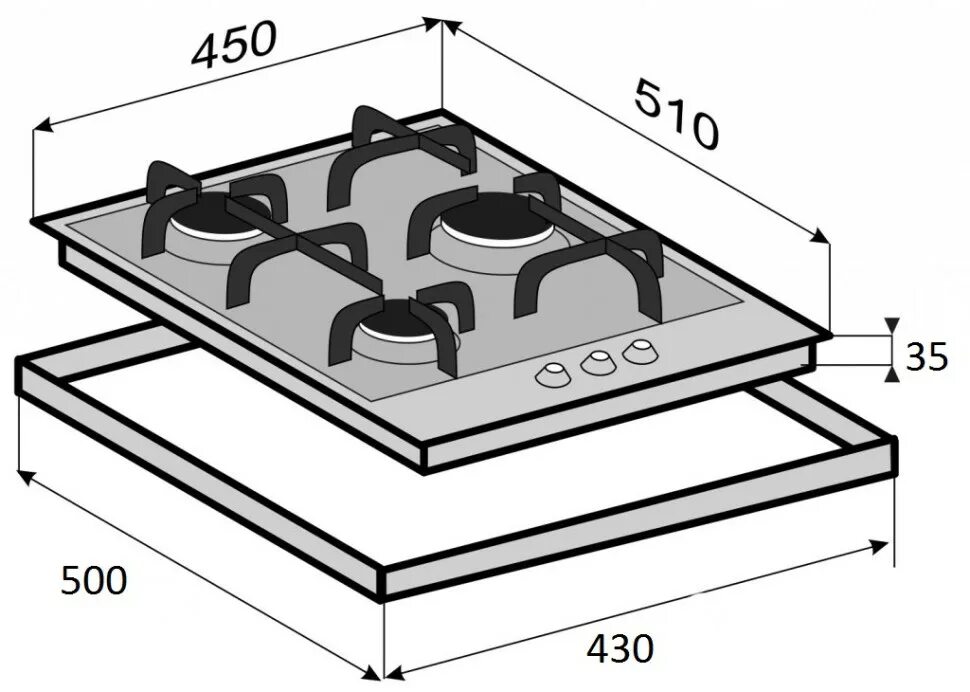 Korting HG 465 CTX. Zigmund & Shtain GN 58.451 S газов варочная поверхность 45 см схема встраивания. Плита на 3 конфорки чертеж. Варочная 3 конфорки чертеж.