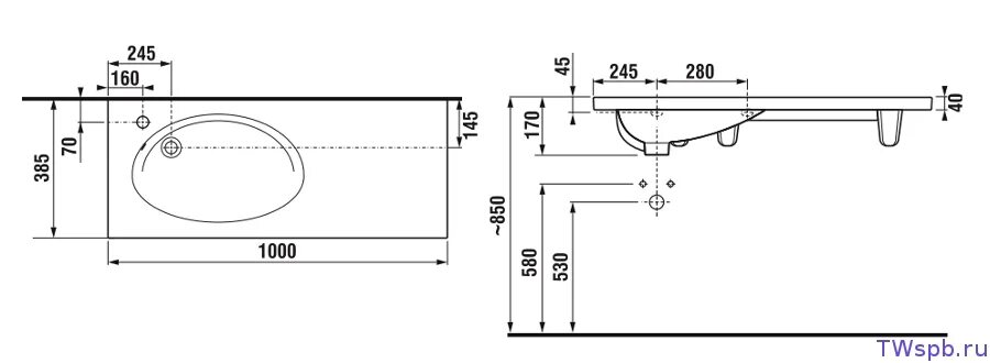Globo t-edge раковина 600х380х160, накладная,. Высота столешницы под накладную раковину. Раковина столешница асимметричная. 104. Vitra 5465b003-0001.