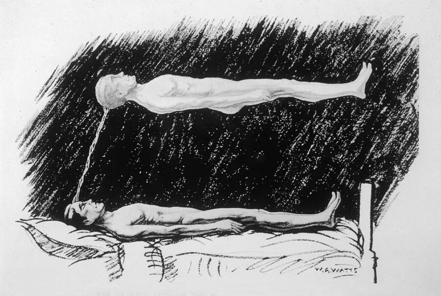 Как выйти из тела. Мульдон_Каррингтон - проекция астрального тела. Выход души из тела рисунок. Опыт выхода из тела картина.