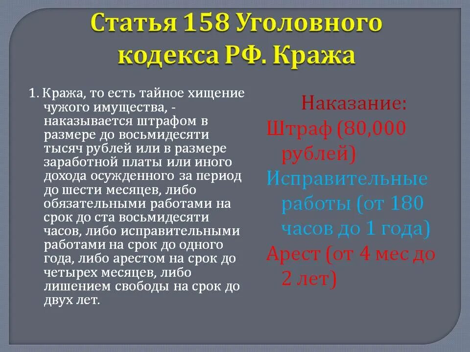 Изменение 158 ук рф. Ст 158 ч 1 УК РФ наказание. Часть 1 ст 158 уголовного кодекса. Уголовный кодекс ст 158 ч3. Ст 158 часть 2 уголовного кодекса РФ.