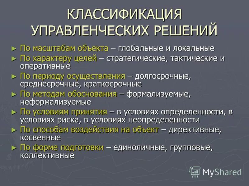 Классификация управление решение. Классификация принятия управленческих решений. Классификация управленческих решений по масштабам. Классификация управленческих решений по объекту управления.