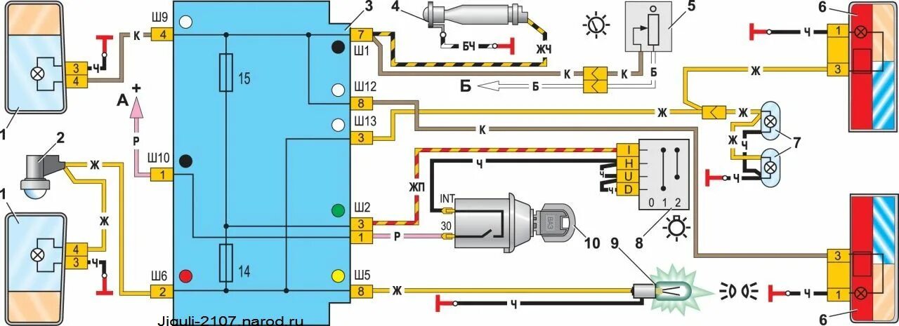 Схема проводки габаритов ВАЗ 2107 инжектор. Схема включения наружного освещения ВАЗ 2107. Схема подключения освещения ВАЗ 2107. Схема включения света ВАЗ 2107 инжектор.