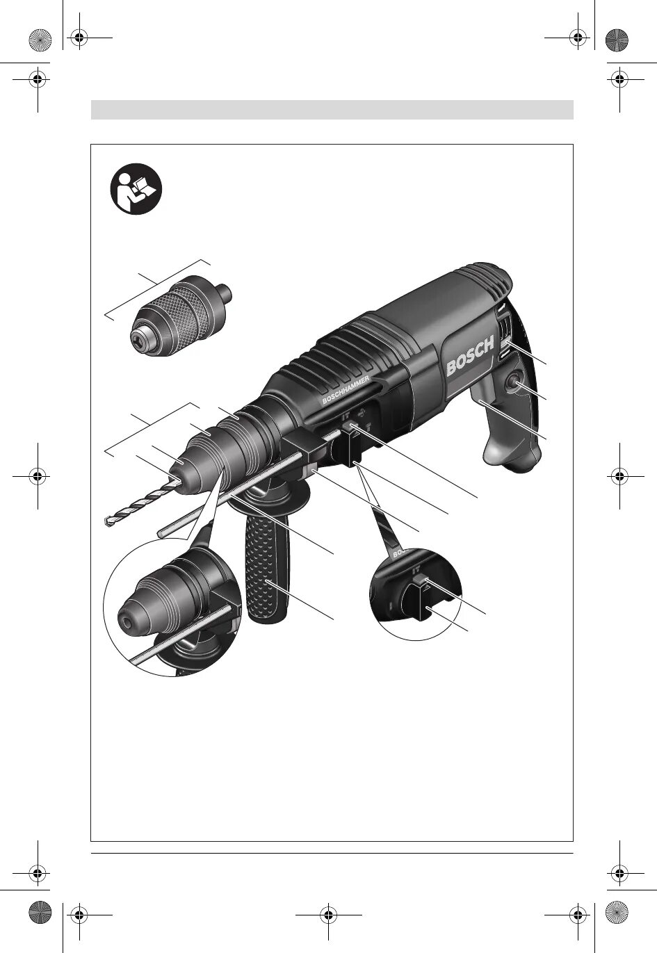 Просмотр инструкции перфоратора Bosch GBH 2 26 DRE Set, страница 5 - Mnogo-dok -