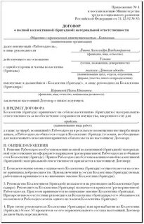 Договор о материальной ответственности руководителя организации