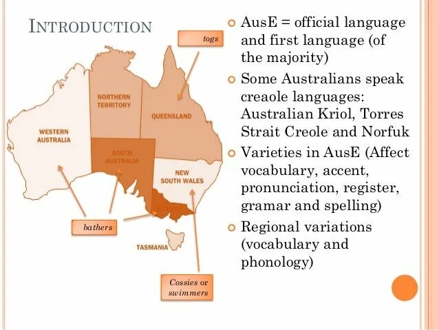 The language of australia is. Australian language. australian vs british english. broad australian english.