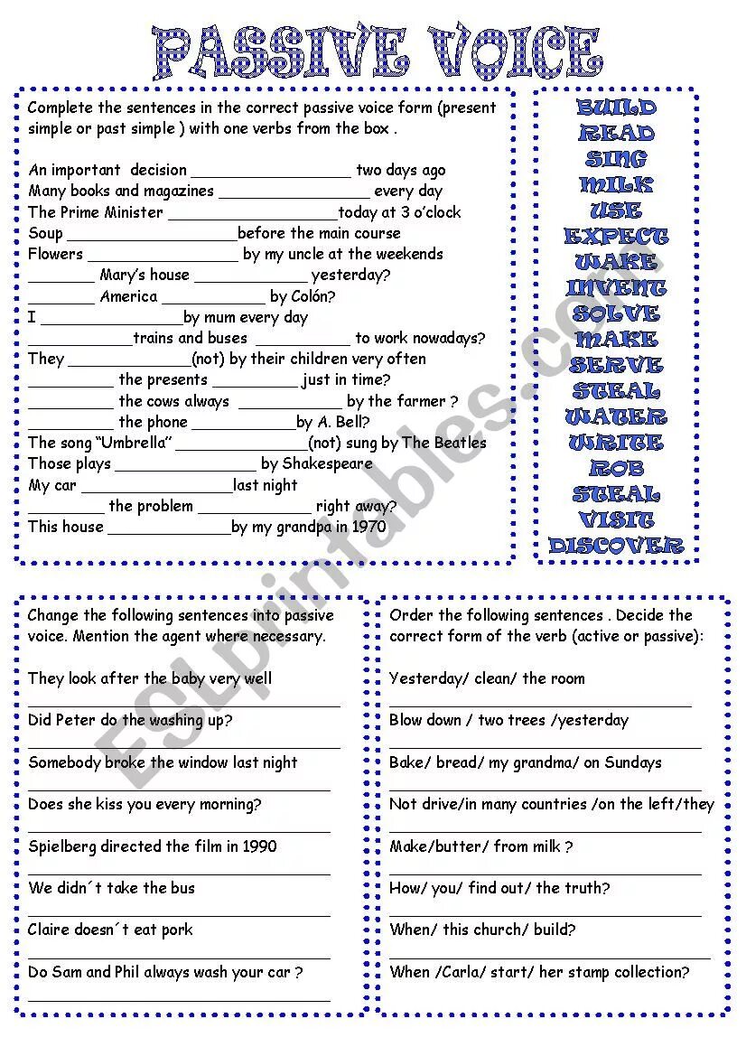 Passive voice present worksheet. Active and Passive Voice exercises. Present simple Passive упражнения. Active Passive в английском языке упражнения. ESL Passive Voice.