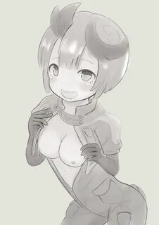 made in abyss, monochrome, ahoge, blush, bodysuit, breasts out, female, fem...