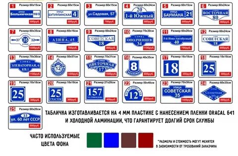 Требования к адресным табличкам