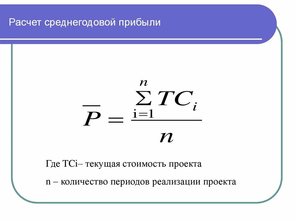 Средняя годовая прибыль