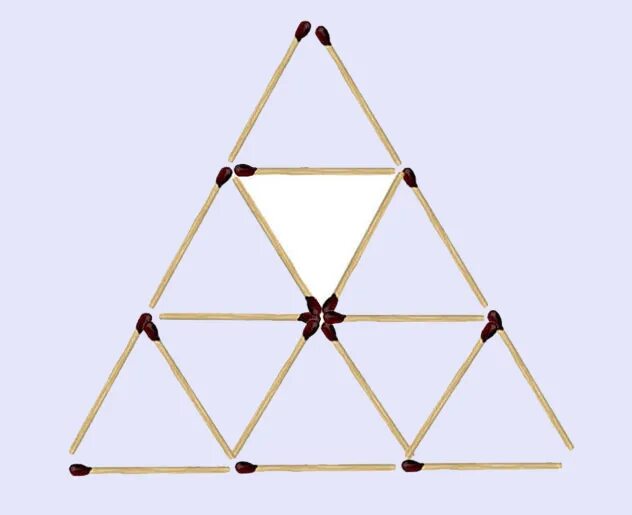 Из 9 треугольников 1. 4 Треугольника из 9 спичек. 3 Спички 9 треугольников. Передвиньте 3 спички чтобы получилось 9 треугольников. Спички крестики головоломка.