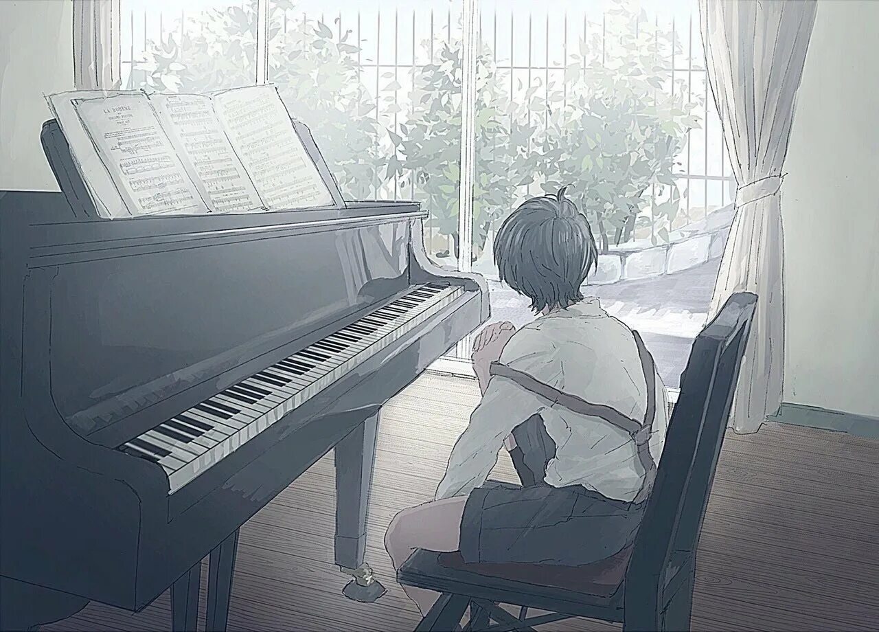He often plays the piano. Аниме фортепиано. Человек играющий на пианино. Мальчик за пианино. Пианино арт.