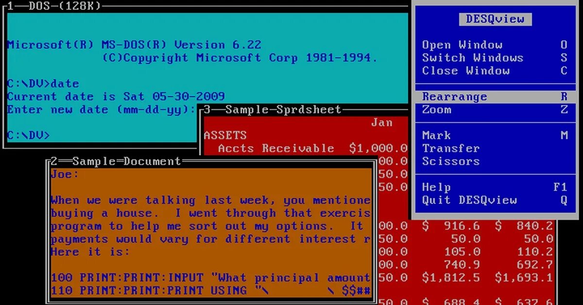 Музыку дос дос. Интерфейс MS-dos 6.22. DESQVIEW. Графический Интерфейс dos. MS dos 6.22 корень диска.