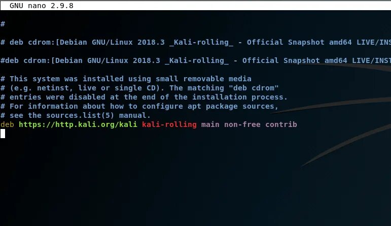 Соурс линукс. Kali Rolling. Соурс лист. Kali source repositories.