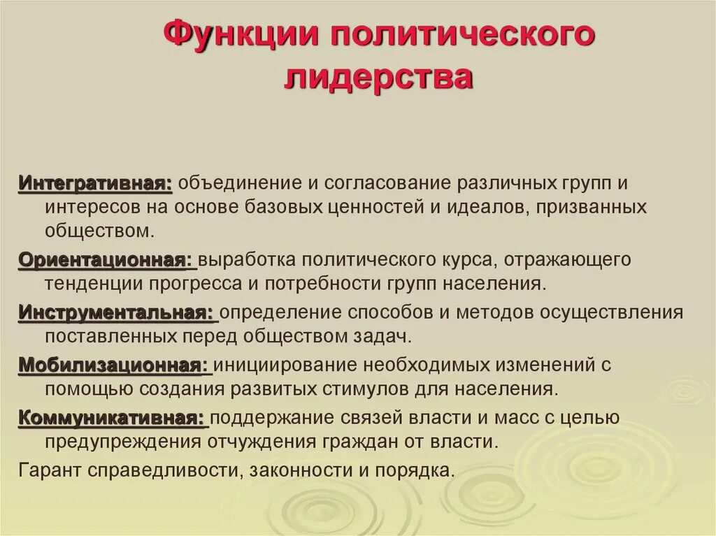 Функции политического руководства. Функции политического лидерства. Функции политического лидера. Функции современных политических лидеров. Функции лидеров Политология.