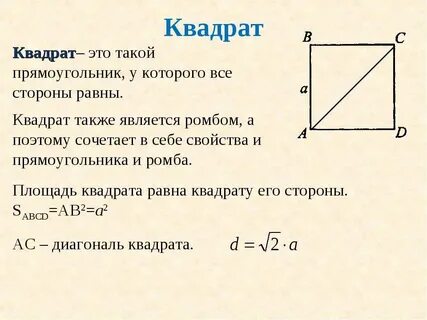 Периметр квадрата по диагонали