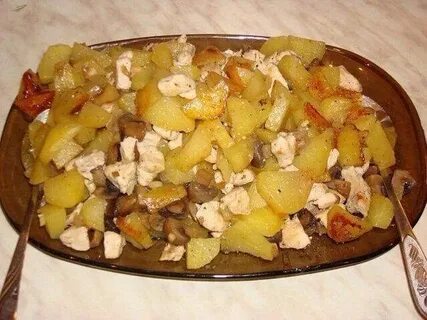 Блюда в духовке курица грибы картошка