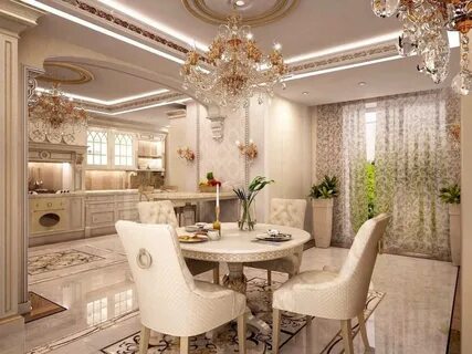 Интерьеры гостиной кухни столовой
