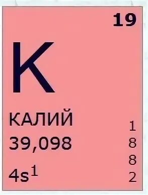 Тип элемента калия