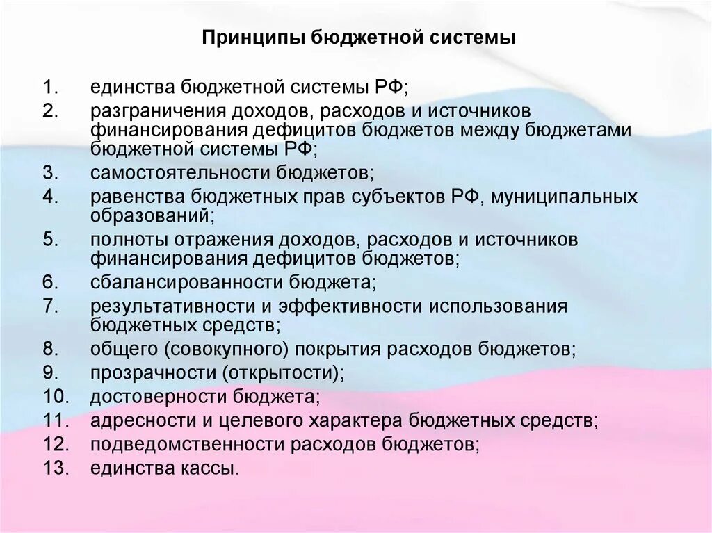 Принципами бюджетной системы являются