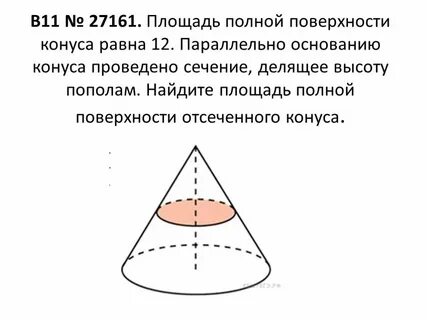 Площадь полной поверхности конуса равна 164