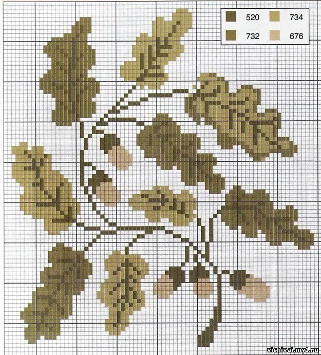 Схема дубовых листьев. Схемы для вышивания крестиком листочки. Вышивка осенние листья. Схема вязания дубовые листья спицами. Вышивка крестиком дубовый лист.