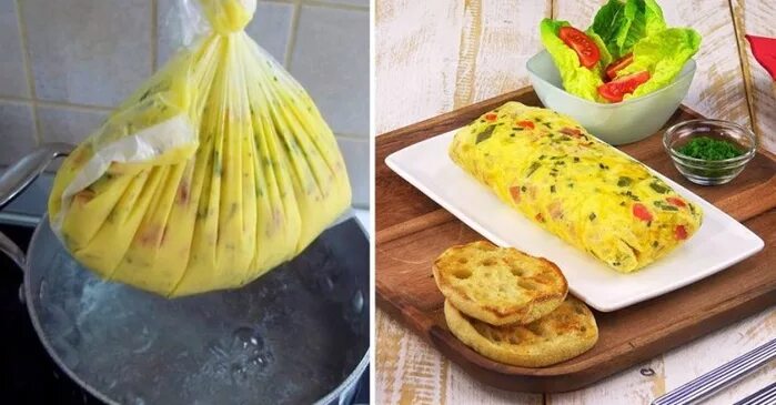 Омлет в кастрюле с водой. Омлет в пакетах в кастрюле. Омлет в пакете фото. Вареный омлет. Омлет в пакете.