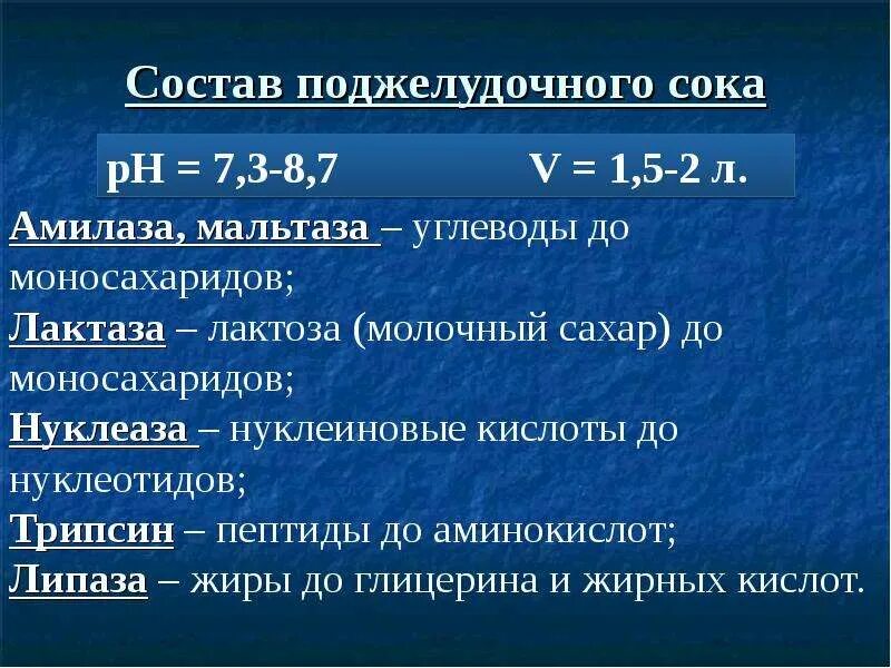 Панкреатический сок содержит. Состав поджелудочного сока. Состав панкреатического сока. РН поджелудочного сока. Состав поджелудочного сока ферменты.