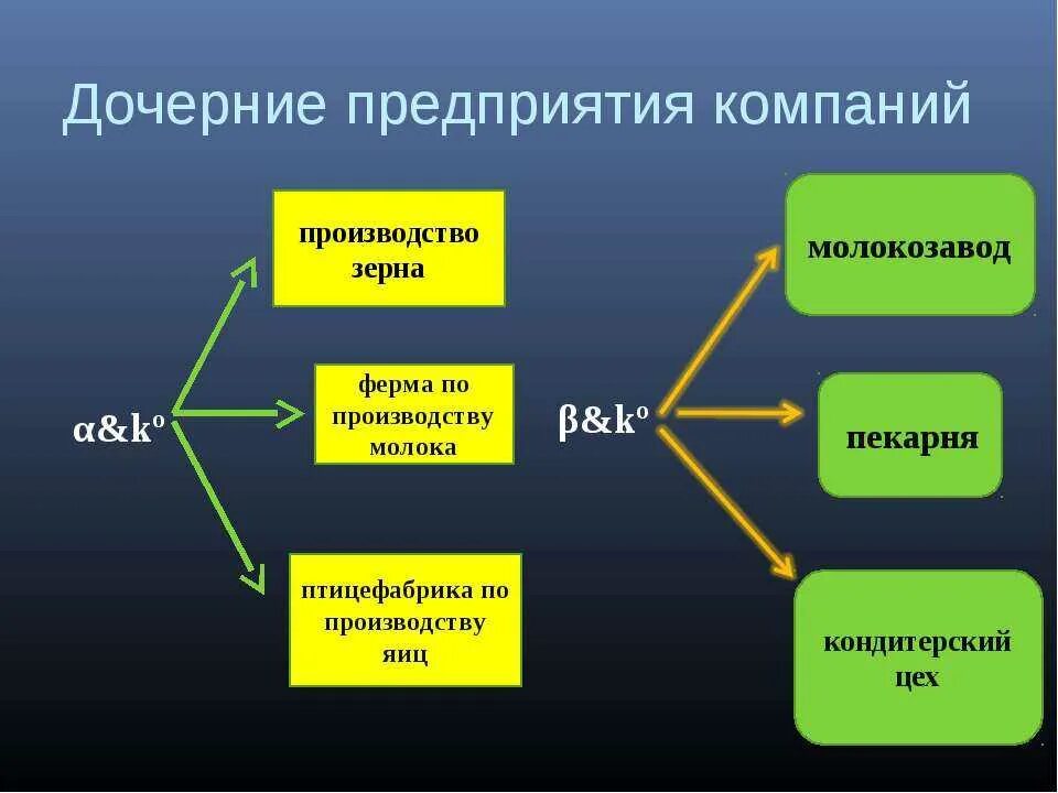 Создание дочернего предприятия