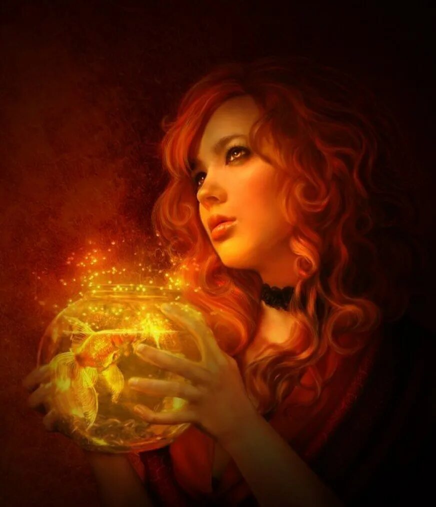 Женщины золотые рыбки. Рыжеволосая волшебница. Рыжая ведьма. Рыжеволосая колдунья. Ведьма с рыжими волосами.