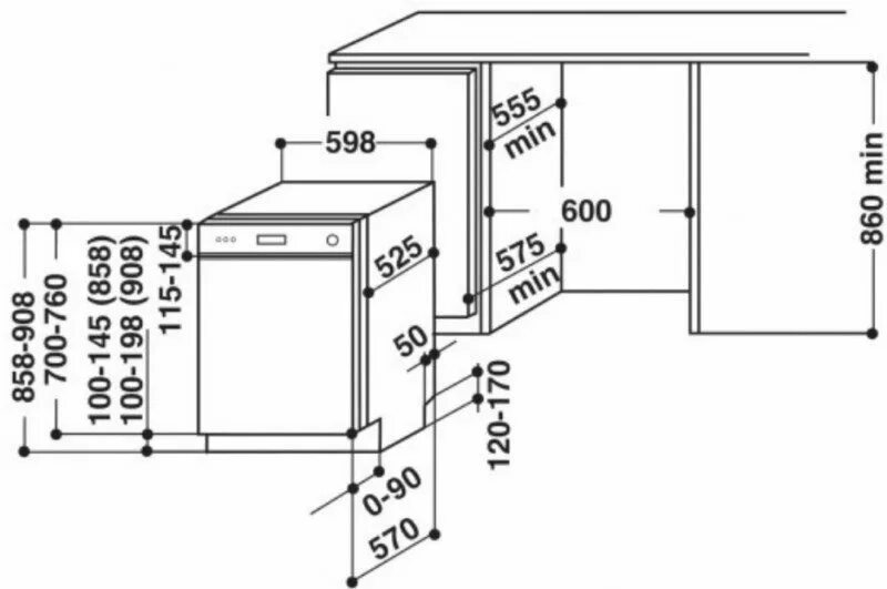 Размеры посудомоечных шкафов. Kitchenaid KDSCM 82100. Kitchenaid KDSCM 82100 схема встраивания. Посудомоечная машина 45 см встраиваемая схема встраивания. Встраиваемая посудомоечная машина kitchenaid KDSCM 82100.