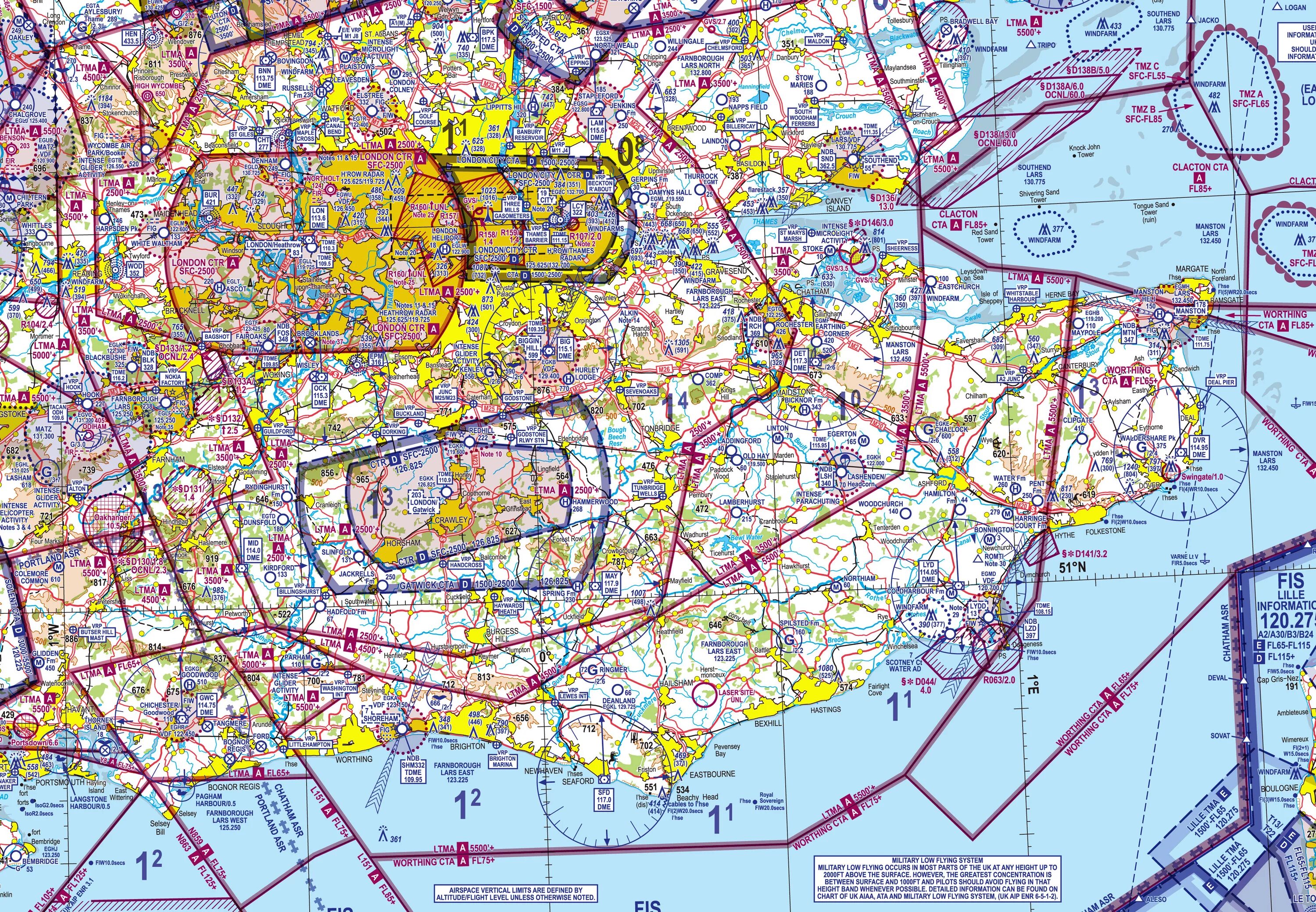 138 сд. Aeronautical Map. Стрижка airspace. Богнор Реджис на карте.