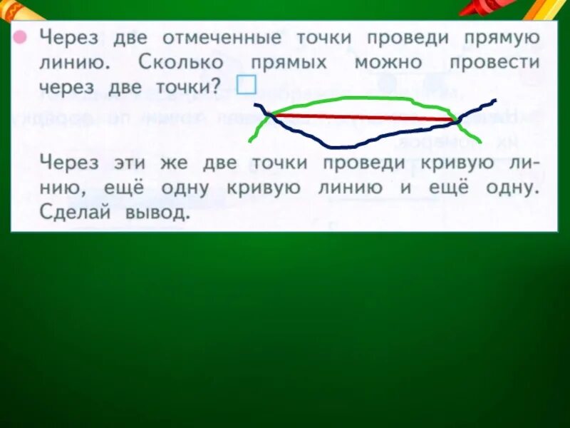 Через две точки проведи прямую линию. Проведите прямую линию кривую линию. Через прямую линию провести кривую. Через две отмеченные точки проведи прямую линию. 1 линию можно провести