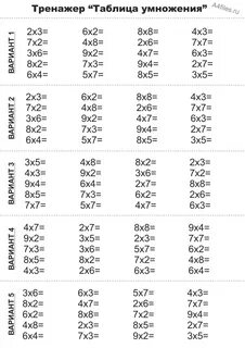 Таблица умножения на 7: карточки, тренажеры, примеры в разброс - распечатать и с