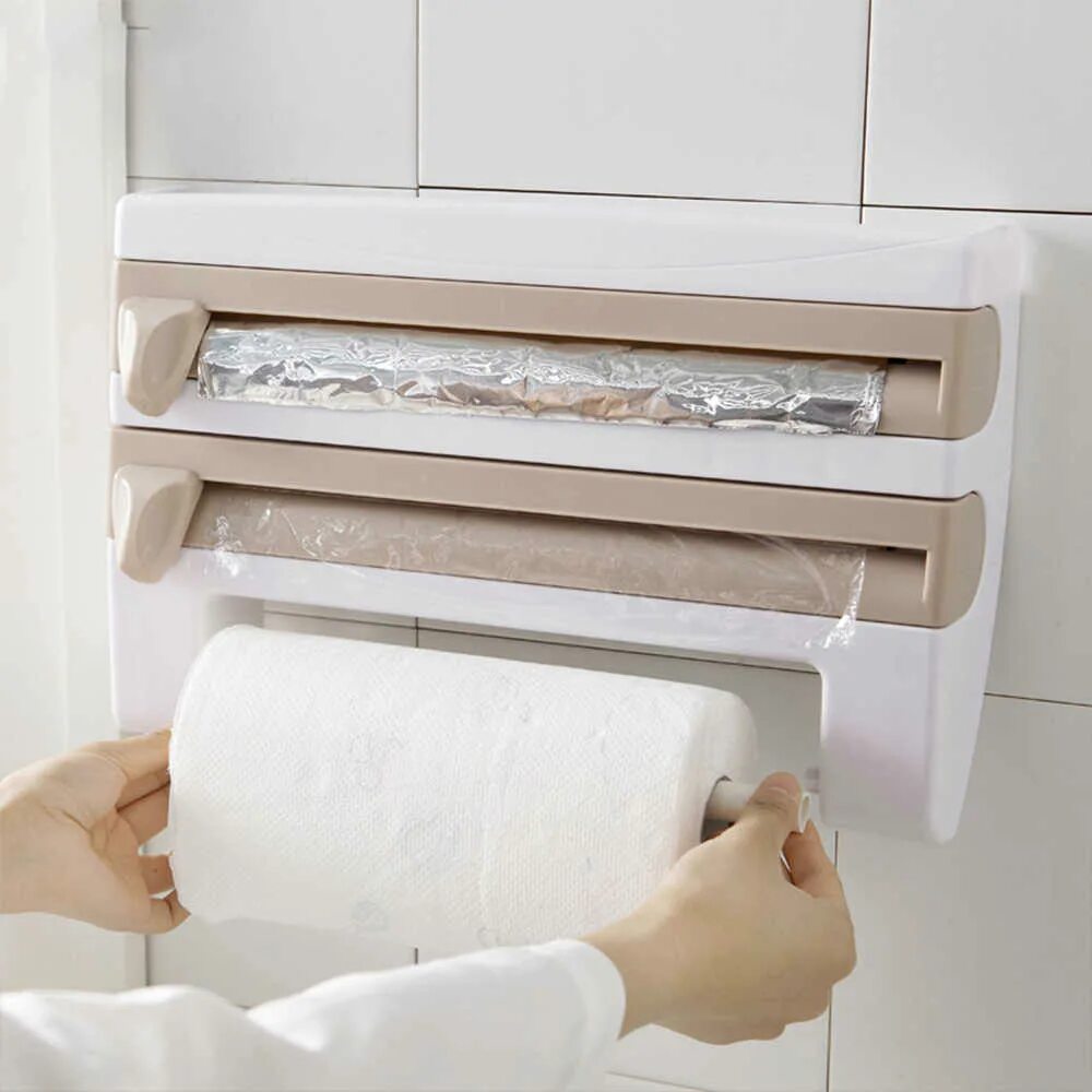 Полотенце дозатор. Держатель для кухни 4 в 1 - Triple paper Dispenser for Kitchen. Настенный держатель для фольги, пленки и бумажных полотенец ONWALL 4 В 1. Wall Mounted paper Towel Dispenser. TV-630 подставка под бумажные полотенца Triple paper Dispenser.