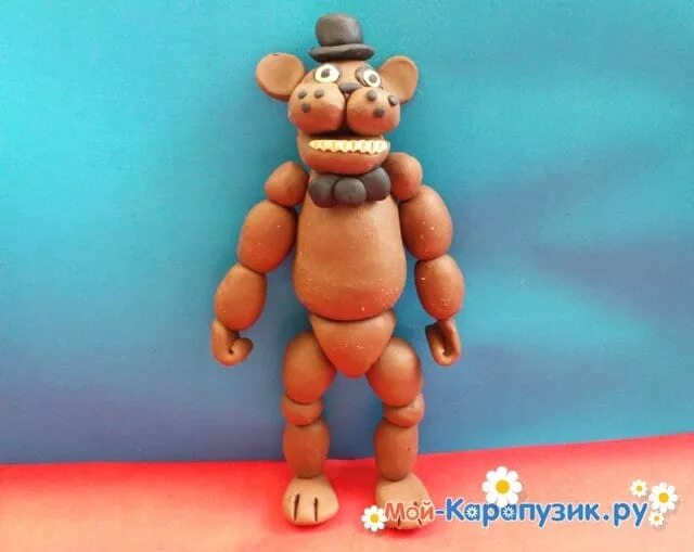 кошмарный фредди bp gkfcnbkbyf. мишка фредди лепить из пластилина. мишка фредди из пластилина. лепка из пластилина аниматроника фредди. мишка фредди из пластилина.