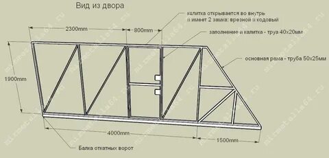 Откатные ворота 5 метров чертеж