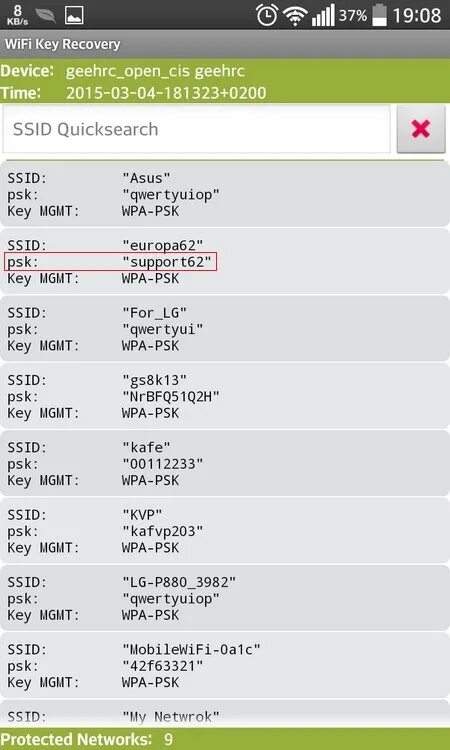 Wi fi keys