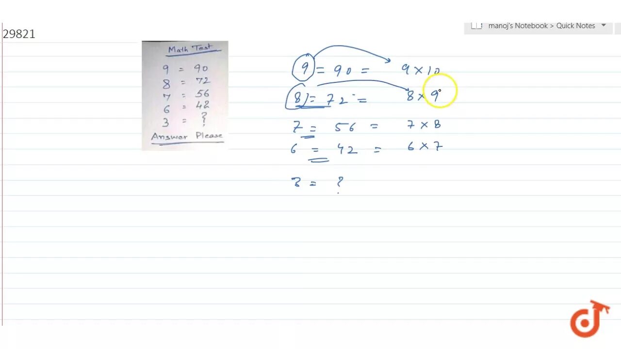 42 6 9 ответ. Тест 9 90 8 72 7 56. Математический тест 9=90, 8=72, 7=56, 6=42, 3=. Ответ 90-2*(2+42/6). Загадка 9 72 8 56 7 42.