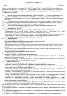 Образец трудового договора по патенту 2024