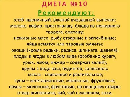 Стол 10 по певзнеру меню