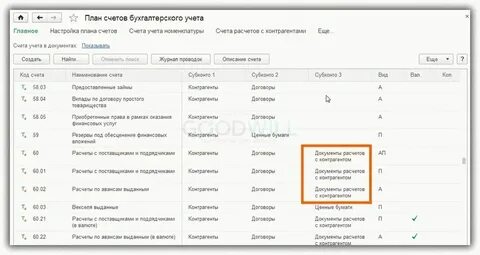 Счета расчетов с контрагентами в 1с 8.3