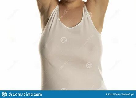 A Woman With Big Breasts Without A Bra In A White Shirt Stock Image - Image...
