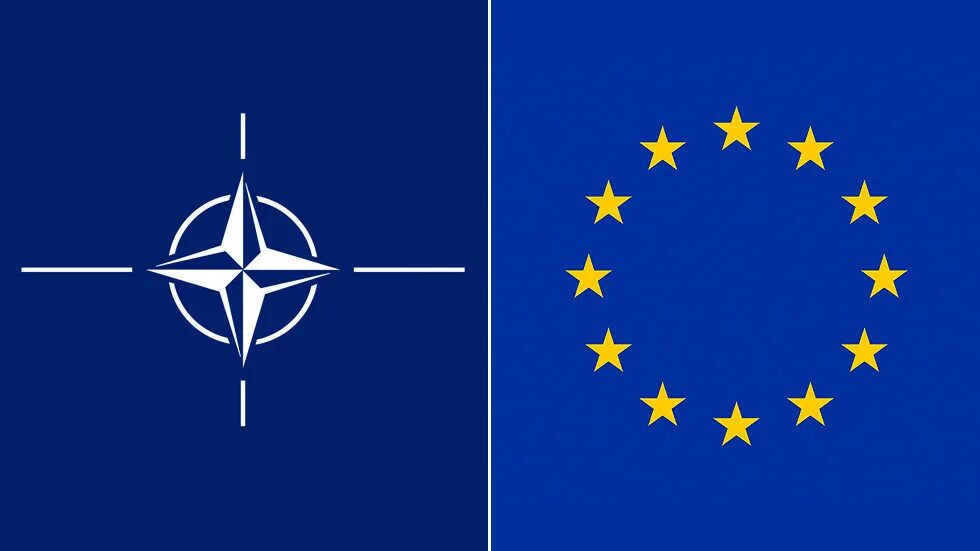 Eu não. Флаг НАТО И ЕС. Флаг НАТО И Евросоюза. НАТО И Евросоюз. Европейский Союз и НАТО.