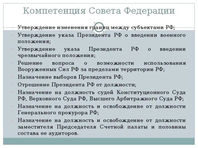 Совет федерации утвердил изменение границ между субъектами. Компетенция совета Федерации. Утверждение указа президента РФ О введении военного положения. Утверждении границ между субъектами Федерации,. Полномочия утверждение изменения границ между субъектами РФ.