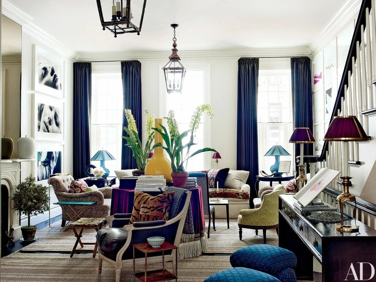 Jeffrey Bilhuber Revamps an 1870s Brownstone in Manhattan Contemporary living ro