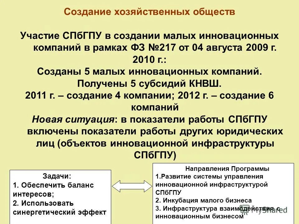 создание хозяйственного общества